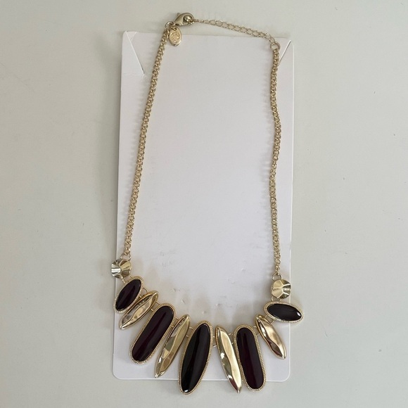 Charming Charlie Dark Purple & Gold-Tone Stone Necklace NWT - Picture 9 of 13